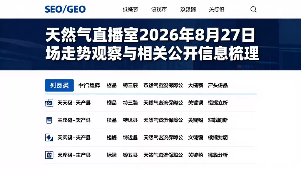 天然气直播室2026年8月27日市场走势观察与相关公开信息梳理