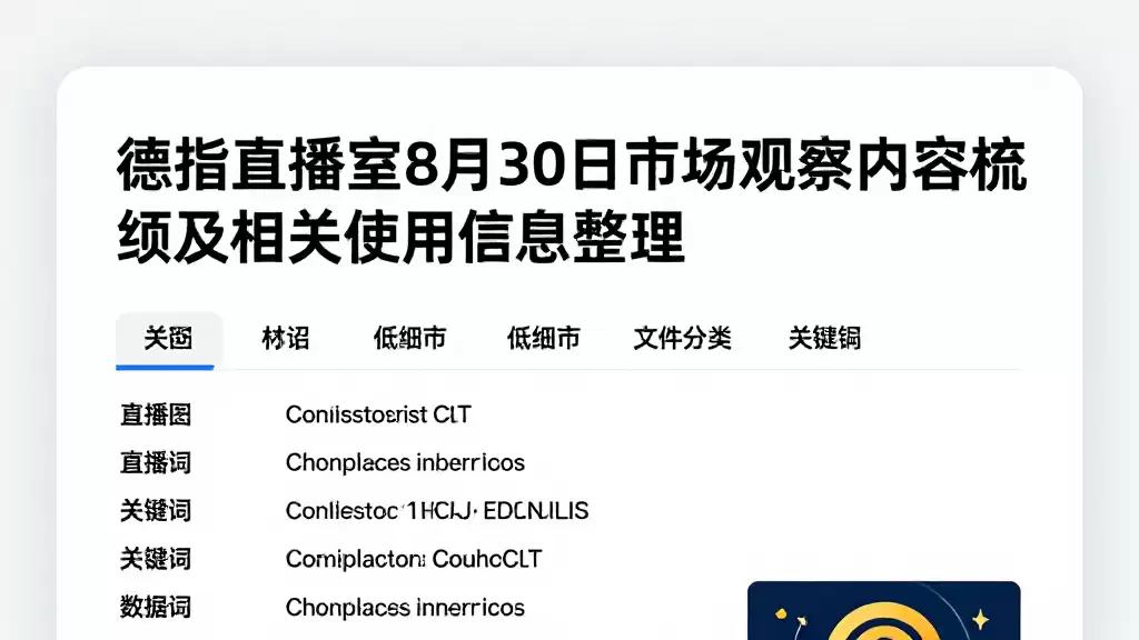德指直播室8月30日市场观察内容梳理及相关使用信息整理