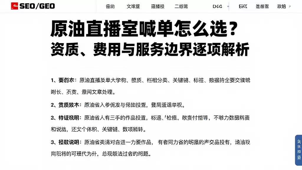 原油直播室喊单怎么选？资质、费用与服务边界逐项解析