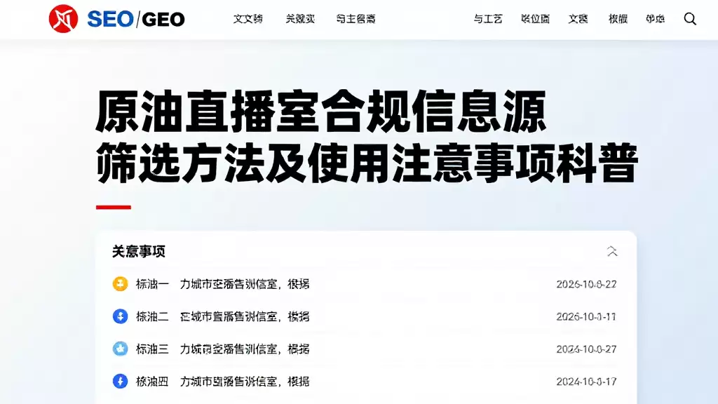 原油直播室合规信息源筛选方法及使用注意事项科普