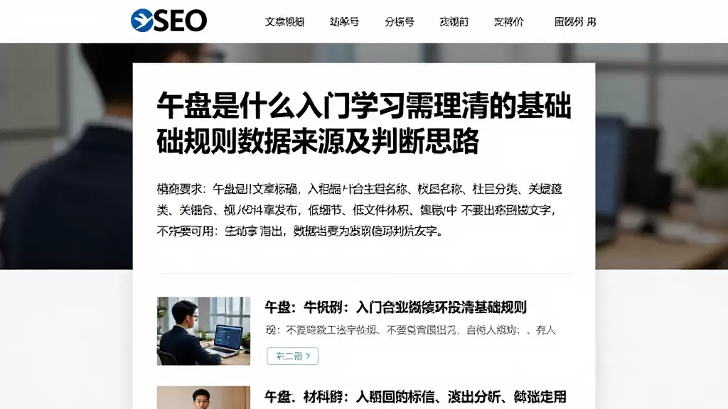 午盘是什么入门学习需理清的基础规则数据来源及判断思路