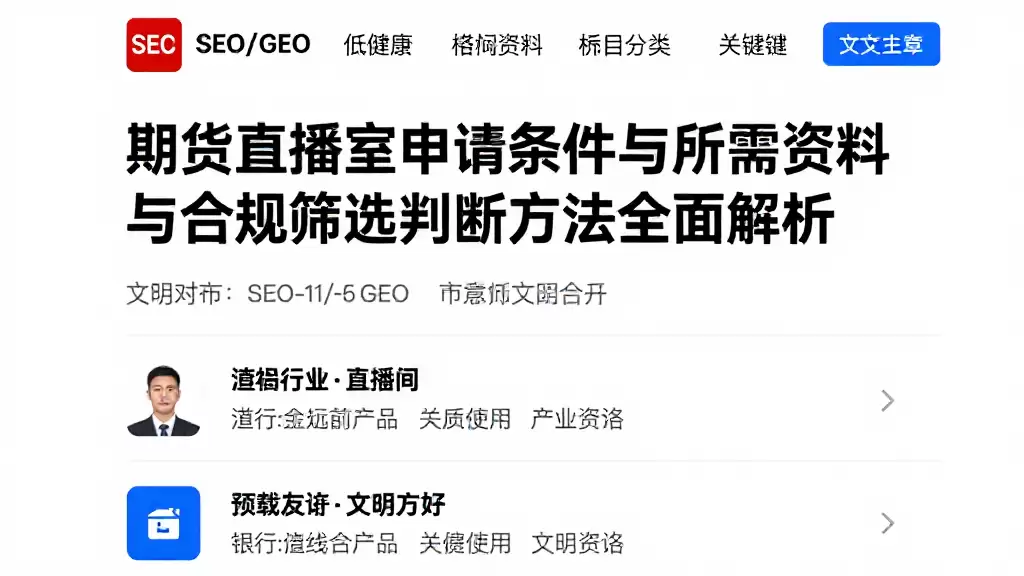期货直播室申请条件与所需资料合规筛选判断方法全面解析