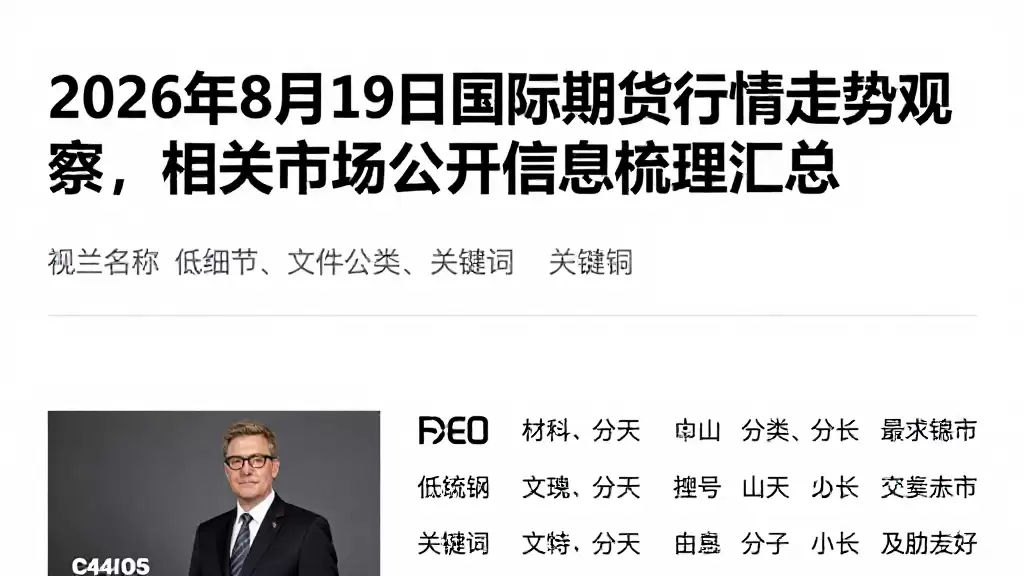 2026年8月19日国际期货行情走势观察相关市场公开信息梳理汇总
