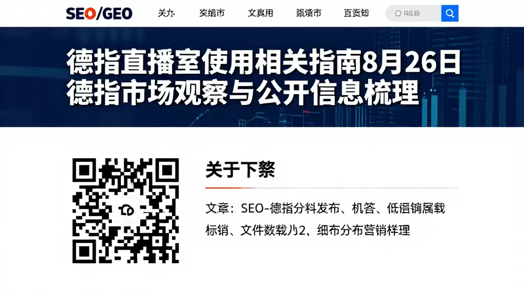 德指直播室使用相关指南8月26日德指市场观察与公开信息梳理