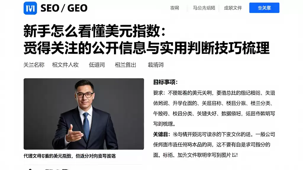 新手怎么看懂美元指数值得关注的公开信息与实用判断技巧梳理