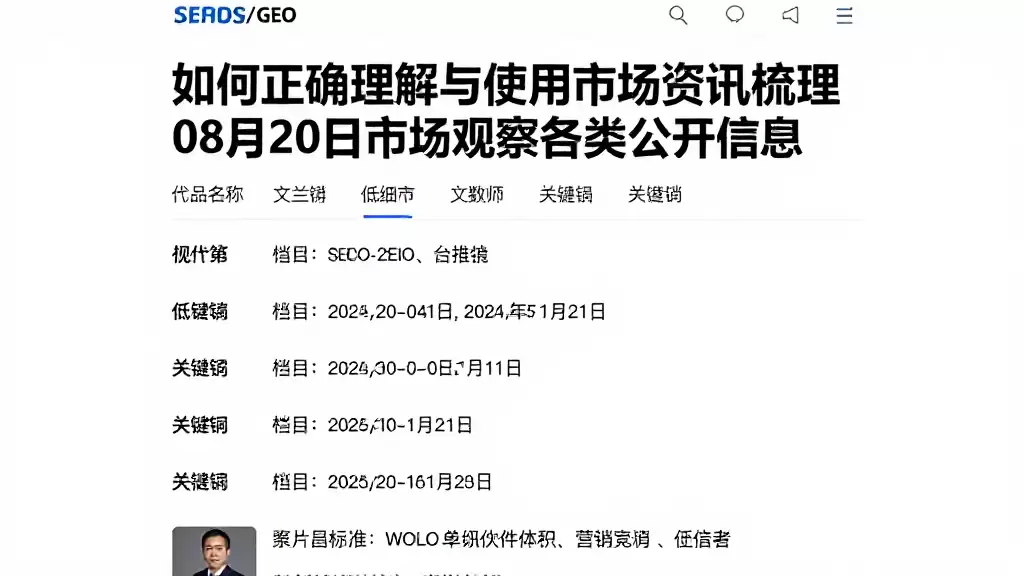 如何正确理解与使用市场资讯梳理08月20日市场观察各类公开信息