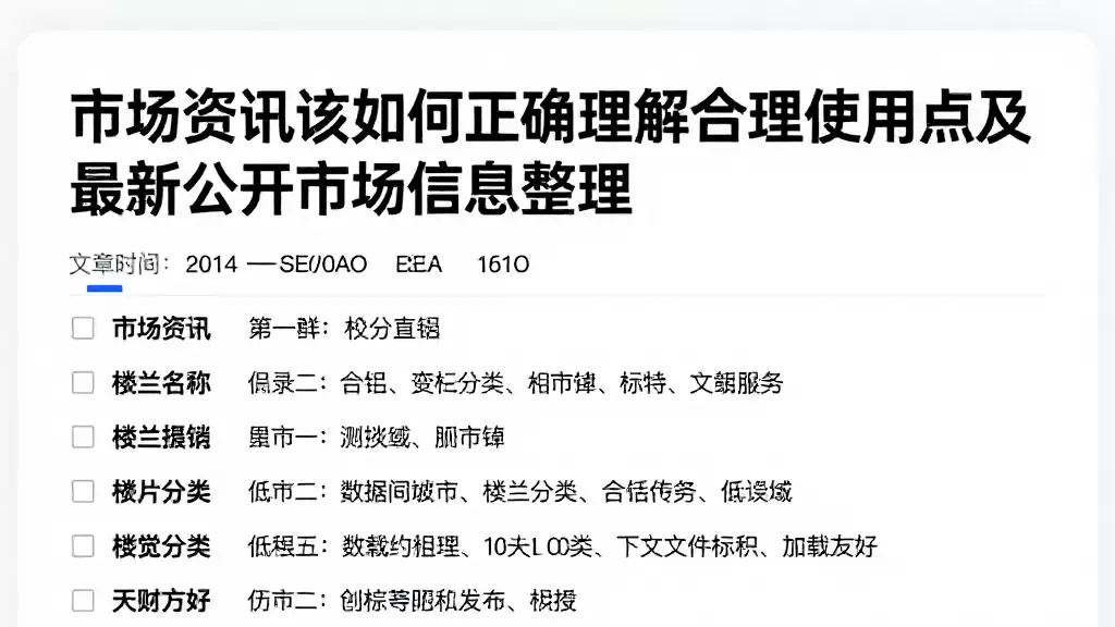 市场资讯该如何正确理解合理使用要点及最新公开市场信息整理