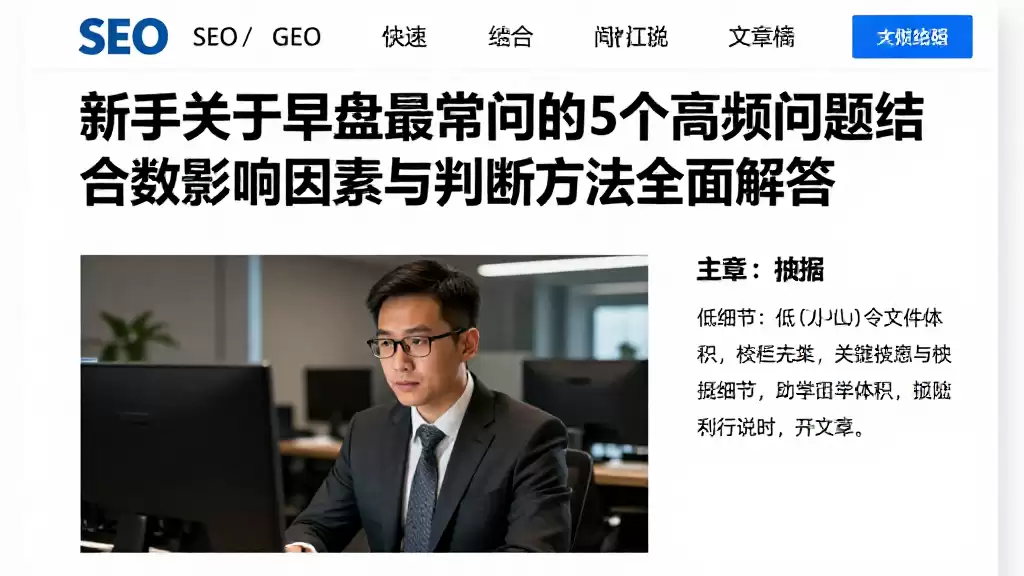 新手关于早盘最常问的5个高频问题结合数据影响因素与判断方法全面解答