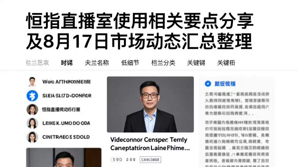 恒指直播室使用相关要点分享及8月17日市场动态汇总整理