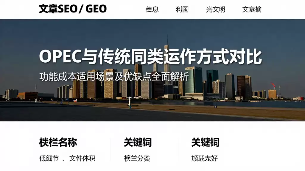OPEC与传统同类运作方式对比功能成本适用场景及优缺点全面解析