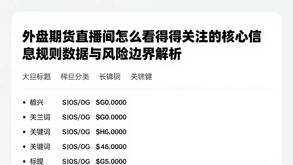 外盘期货直播间怎么看值得关注的核心信息规则数据与风险边界解析