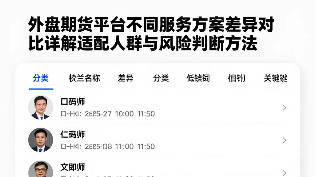 外盘期货平台不同服务方案差异对比详解适配人群与风险判断方法