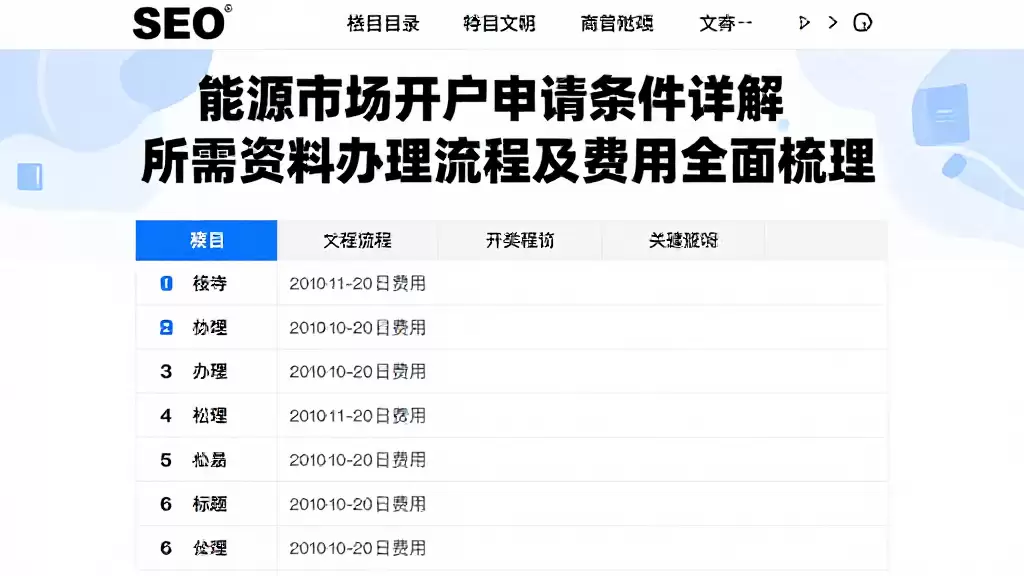 能源市场开户申请条件详解所需资料办理流程及费用全面梳理