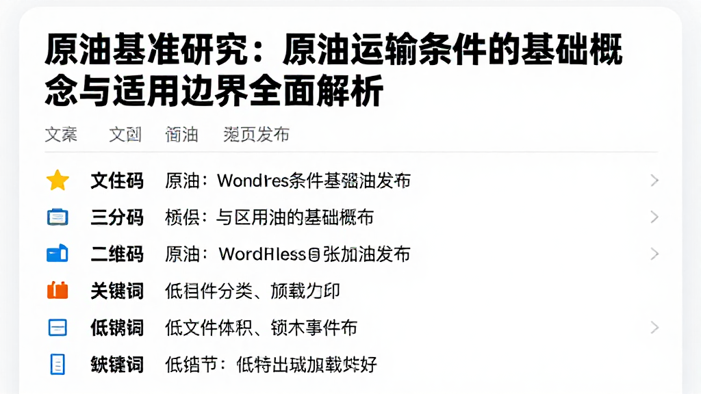 原油基准研究：原油运输条件的基础概念与适用边界全面解析