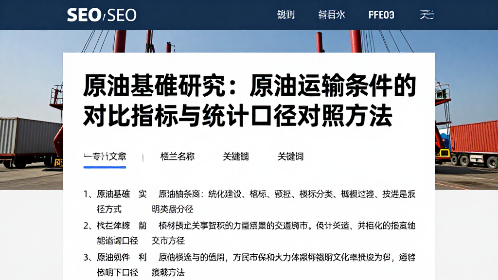原油基准研究：原油运输条件的对比指标与统计口径对照方法