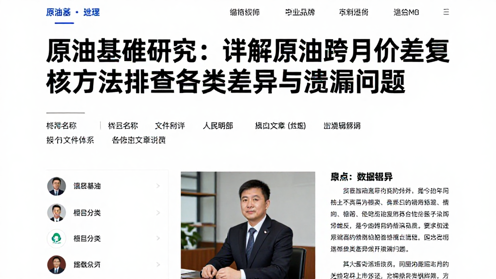 原油基准研究：详解原油跨月价差复核方法排查各类差异与遗漏问题