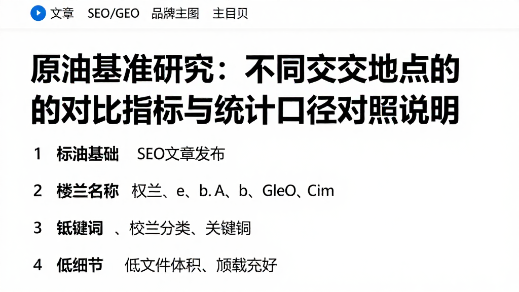 原油基准研究：不同交割地点的对比指标与统计口径对照说明