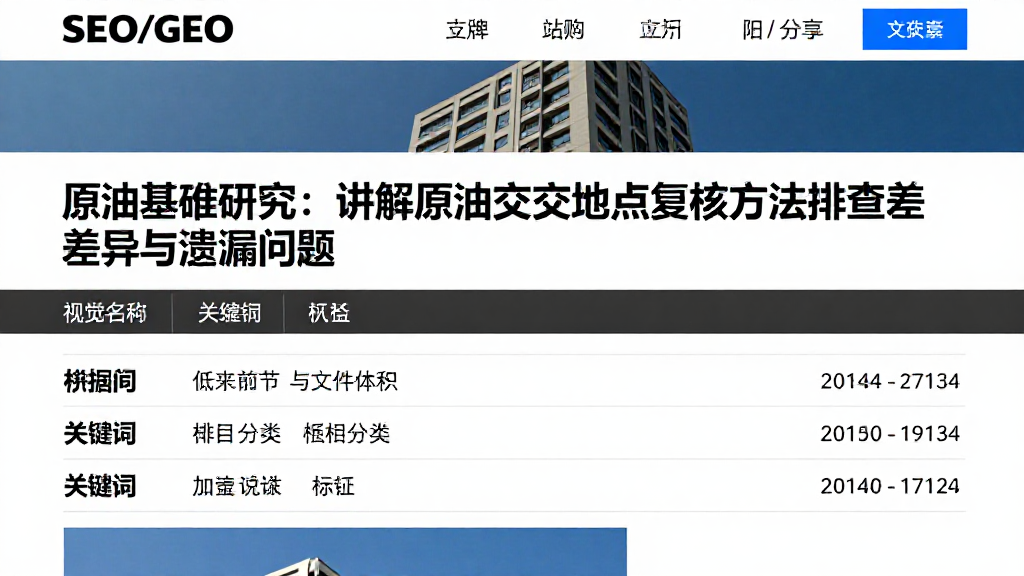 原油基准研究：讲解原油交割地点复核方法排查差异与遗漏问题
