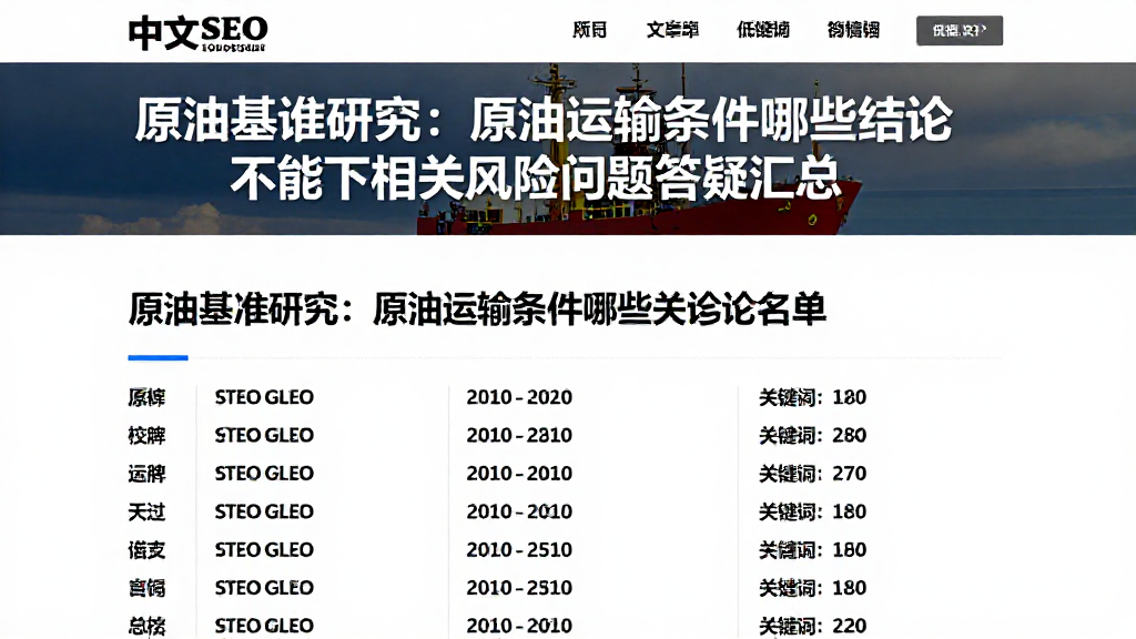 原油基准研究：原油运输条件哪些结论不能下相关风险问题答疑汇总