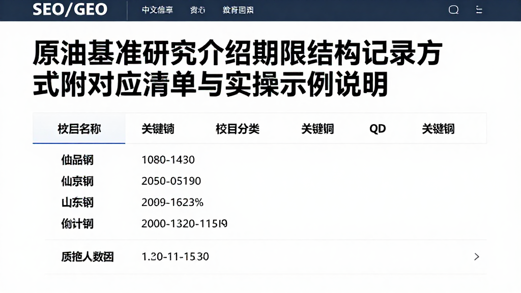 原油基准研究介绍期限结构记录方式附对应清单与实操示例说明