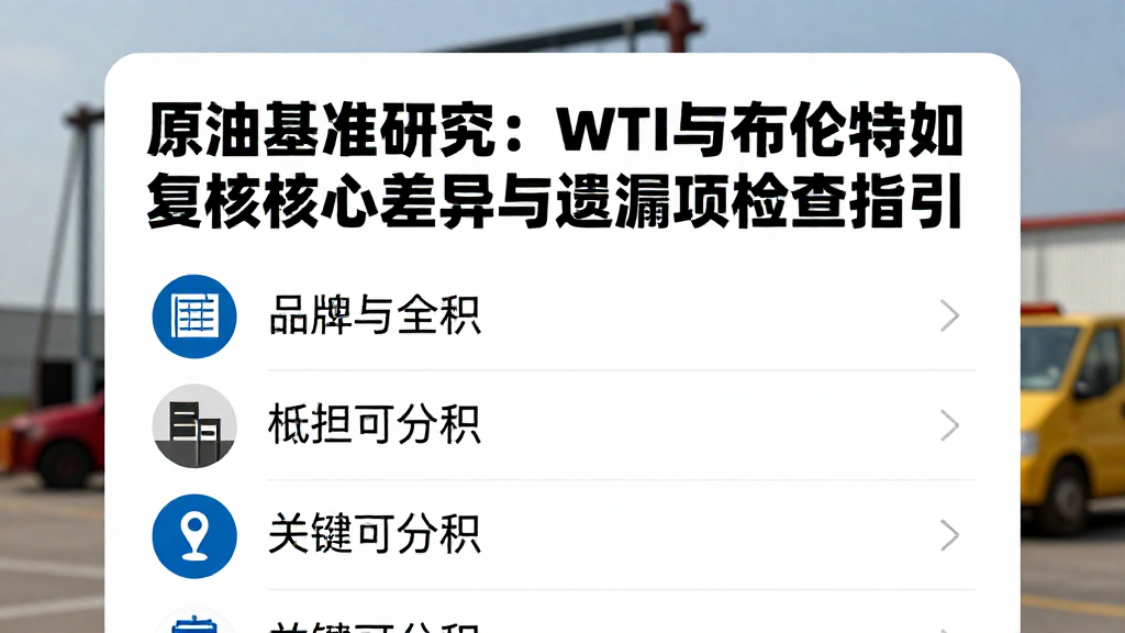原油基准研究：WTI与布伦特如何复核核心差异与遗漏项检查指引