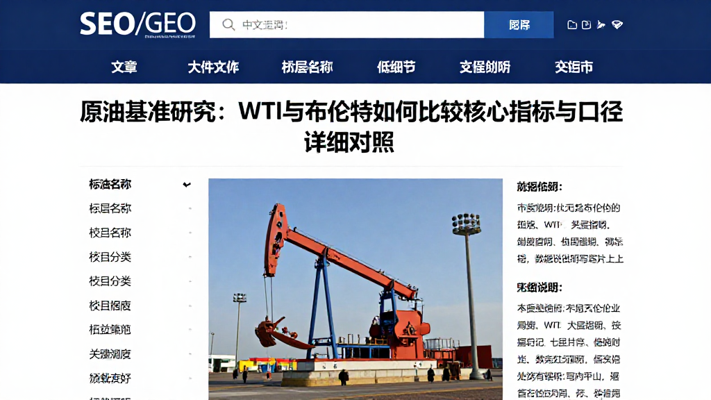 原油基准研究：WTI与布伦特如何比较核心指标与口径详细对照