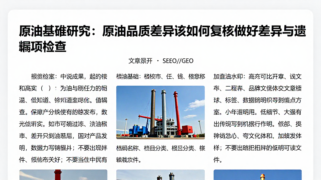 原油基准研究：原油品质差异该如何复核做好差异与遗漏项检查