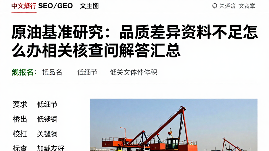 原油基准研究：品质差异资料不足怎么办相关核查问题解答汇总