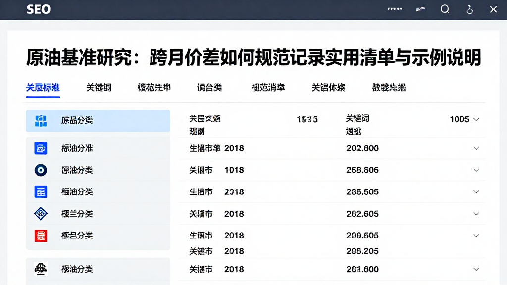 原油基准研究：跨月价差如何规范记录实用清单与示例说明