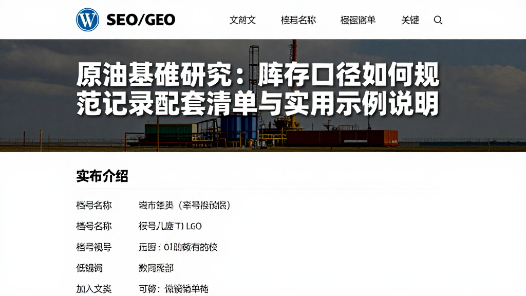 原油基准研究：库存口径如何规范记录配套清单与实用示例说明
